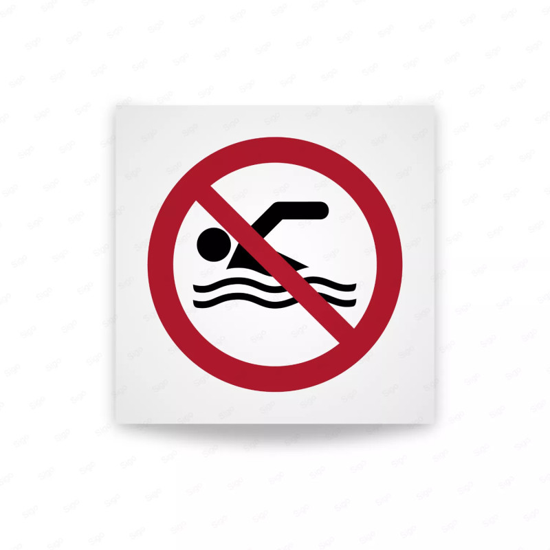 Rotulo prohibicion - Prohibido nadar|Cod. P0049 ISO 7010