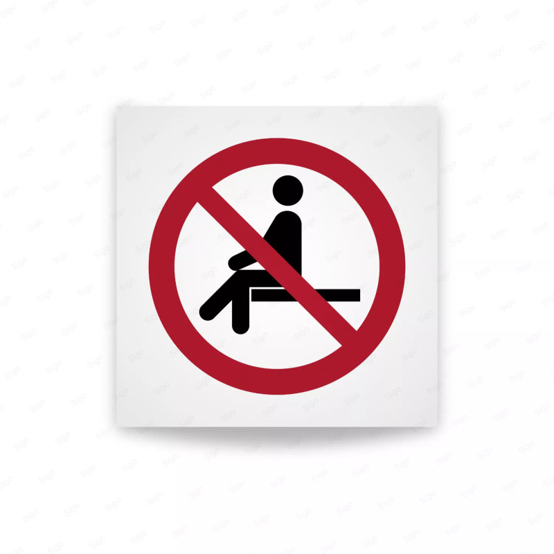 Rotulo prohibicion - Prohibido sentarse|Cod. P0018 ISO 7010