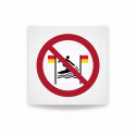 Rotulo prohibicion - Prohibido surfear entre las banderas roja y amarilla|Cod. P0064 ISO 7010