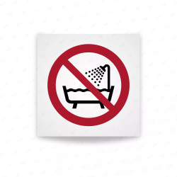 Rotulo prohibicion - Prohibir el uso de este dispositivo en la bañera, ducha o sobre un lavabo lleno de agua|Cod. P0026 ISO 7010