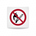 Rotulo prohibicion - Sin llama abierta; Está prohibido hacer fuego, fuentes abiertas de ignición y fumar.|Cod. P003 ISO 7010