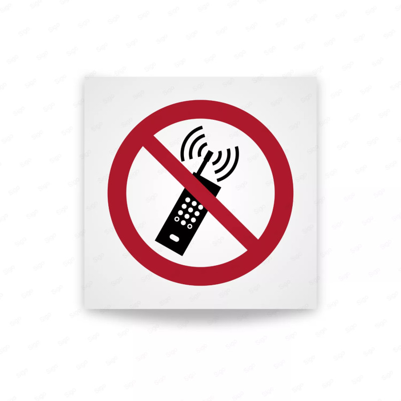 Rotulo prohibicion - Teléfonos móviles encendidos prohibidos|Cod. P0013 ISO 7010