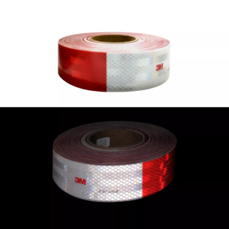 2 Rolls Red/White Reflective Tape – 2 Inch X 200 Feet – Safety Marking PET