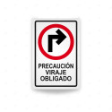 Rótulo Vial Reglamentario - Viraje Obligado Derecha | Cod. SR-54