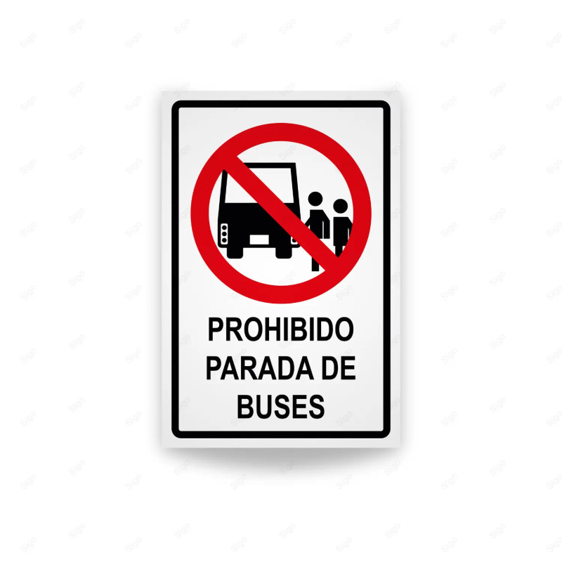 Rótulo Vial Reglamentario - Prohibido Parada de Buses | Cod. SR-83