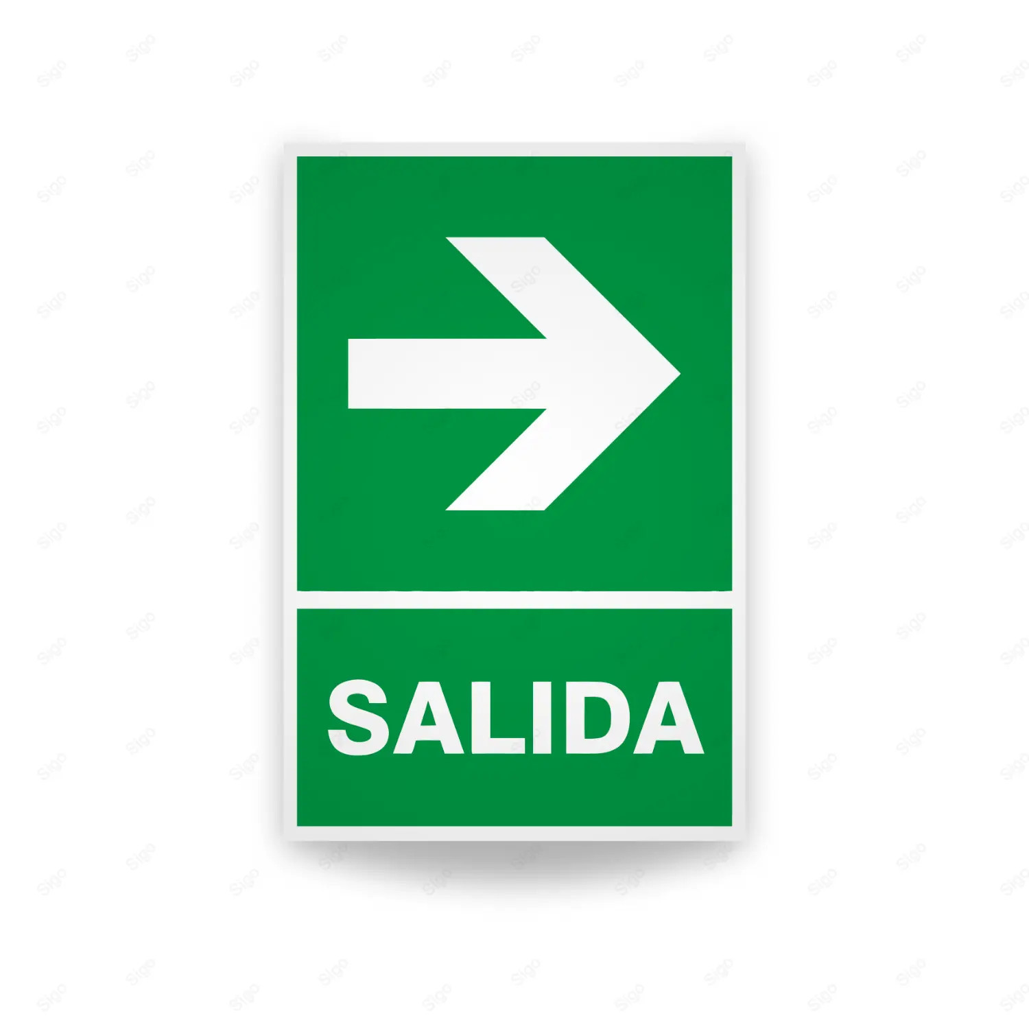 Rótulo de Ruta de Evacuación Salida Flecha lado Derecha SIGO