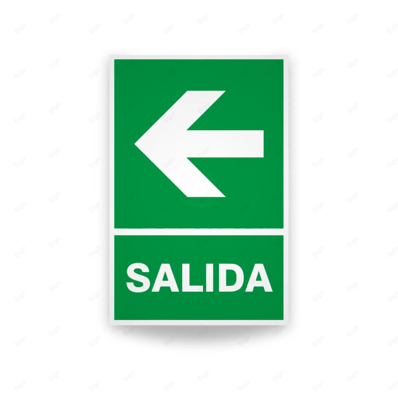 Rótulo de Ruta de Evacuación - Salida Flecha lado Izquierda|Cod. EV-2 Señales de Emergencia