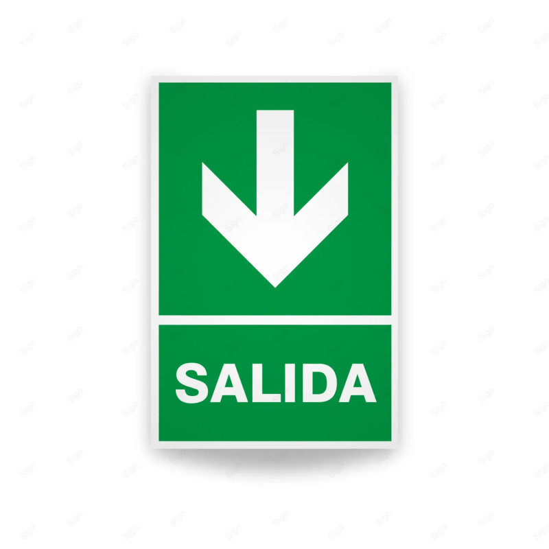 Rótulo de Ruta de Evacuación - Salida Flecha para Abajo|Cod. EV-4  Señales de Emergencia