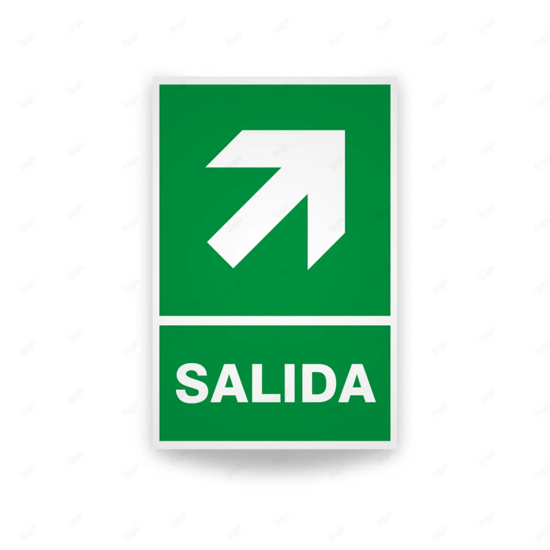 Rótulo de Ruta de Evacuación - Salida Flecha para Arriba lado Derecha|Cod. EV-5 Señales de Emergencia