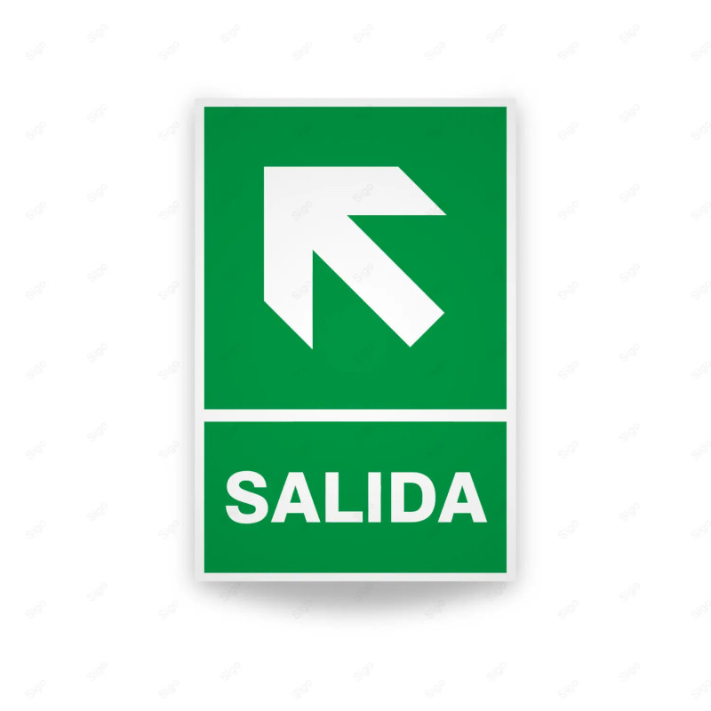 Rótulo de Ruta de Evacuación - Salida Flecha para Arriba lado Izquierda|Cod. EV-6 Señales de Emergencia