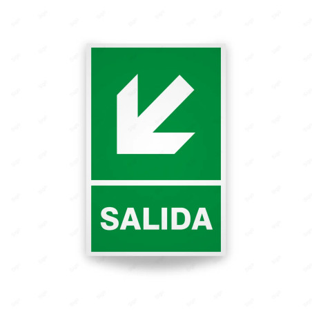 Rótulo de Ruta de Evacuación - Salida Flecha para Abajo lado Izquierda|Cod. EV-8 Señales de Emergencia