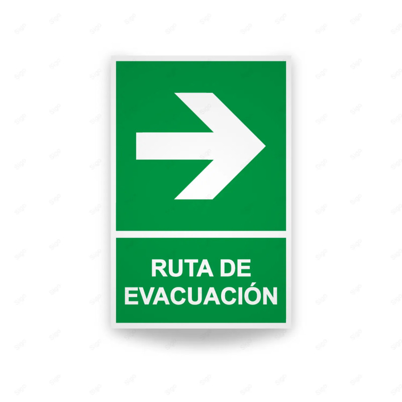 Rótulo de Ruta de Evacuación - Salida Flecha lado Derecha|Cod. EV-9  Señales de Emergencia