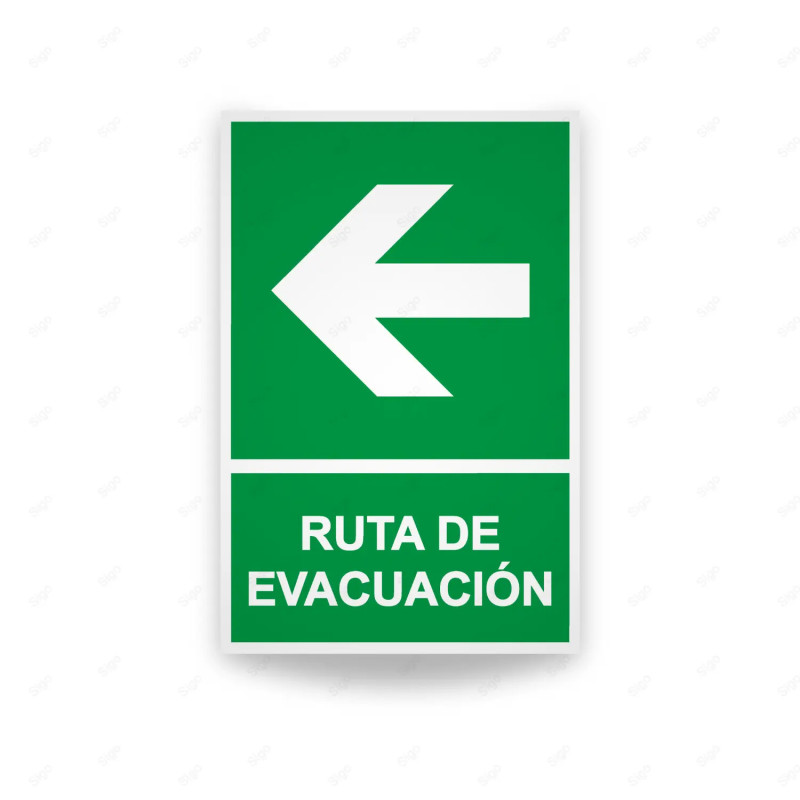 Rótulo de Ruta de Evacuación - Ruta de Evacuación Flecha Izquierda|Cod. EV-10 Señales de Emergencia