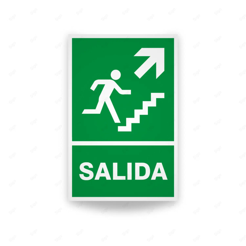Rótulo de Ruta de Evacuación - Salida flecha arriba lado derecho|Cod. EV-016 Señales de Emergencia