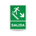 Rótulo de Ruta de Evacuación - Salida flecha abajo lado derecho|Cod. EV-018 Señales de Emergencia