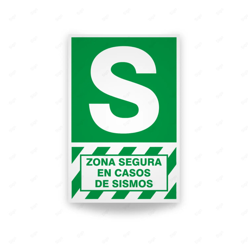 Rótulo de Ruta de Evacuación - Zona Segura en Casos de Sismos | Cod. EV-035 Señales de Emergencia