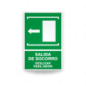 Rótulo de Ruta de Evacuación - Salida de Socorro Deslizar para Abrir lado izquierdo|Cod. EV-20 Señales de Emergencia