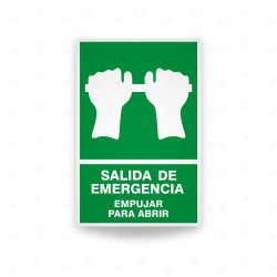 Rótulo de Ruta de Evacuación - Salida de Emergencia Empujar Para Abrir |Cod. EV-24 Señales de Emergencia