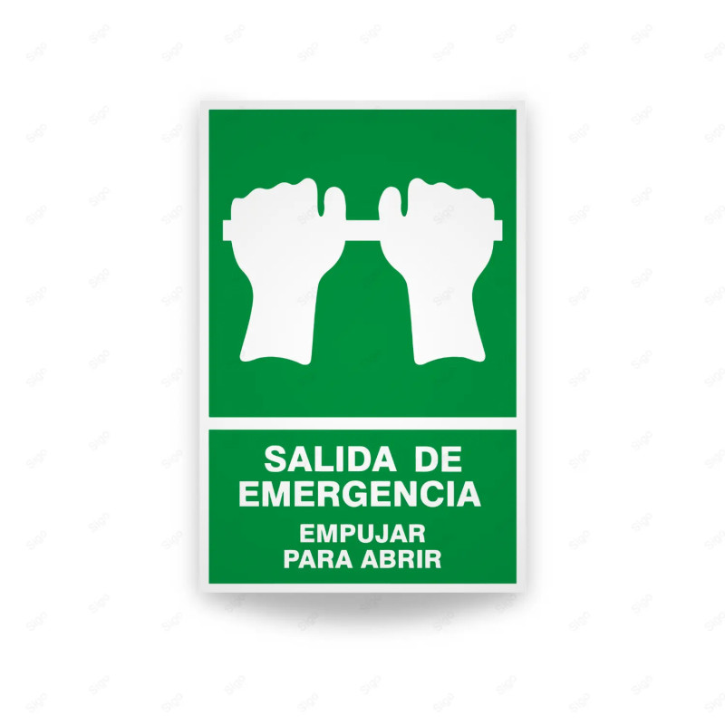Rótulo de Ruta de Evacuación - Salida de Emergencia Empujar Para Abrir |Cod. EV-24 Señales de Emergencia