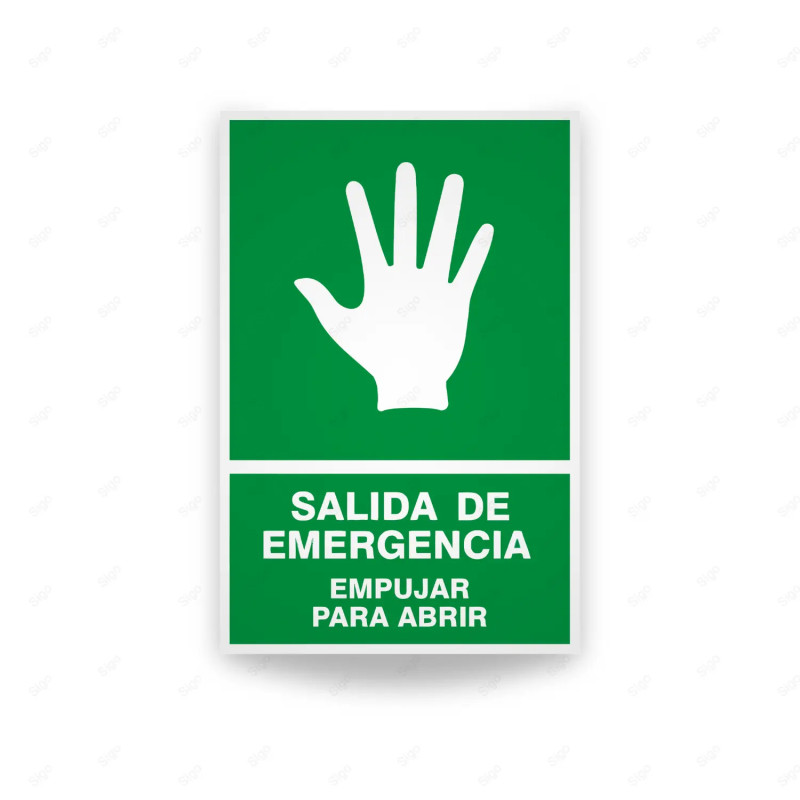 Rótulo de Ruta de Evacuación - Salida de Emergencia Empujar Para Abrir|Cod. EV-25 Señales de Emergencia