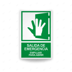 Rótulo de Ruta de Evacuación - Salida de Emergencia Empujar Para Abrir|Cod. EV-26 Señales de Emergencia