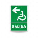 Rótulo de Ruta de Evacuación - Salida Personas Discapacitadas flecha lado izquierdo|Cod. EV-37 Señales de Emergencia