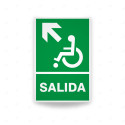 Rótulo de Ruta de Evacuación - Salida Personas Discapacitadas flecha arriba lado izquierdo|Cod. EV-41 Señales de Emergencia