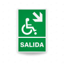 Rótulo de Ruta de Evacuación - Salida Personas Discapacitadas flecha abajo lado derecho|Cod. EV-026 Señales de Emergencia