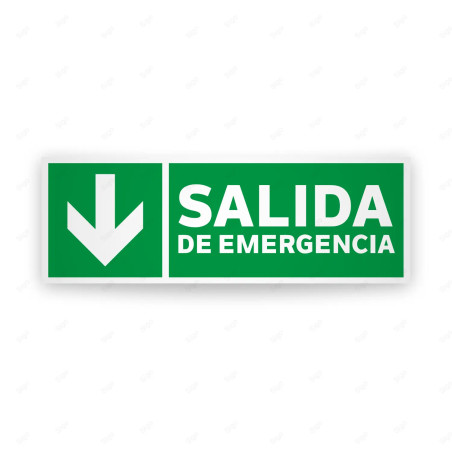 Rótulo de Ruta de Evacuación - Salida de Emergencia flecha para Abajo |Cod. EV-49 Señales de Emergencia