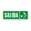 Rótulo de Ruta de Evacuación - Salida de emergencia flecha abajo lado izquierdo|Cod. EV-62 Señales de Emergencia