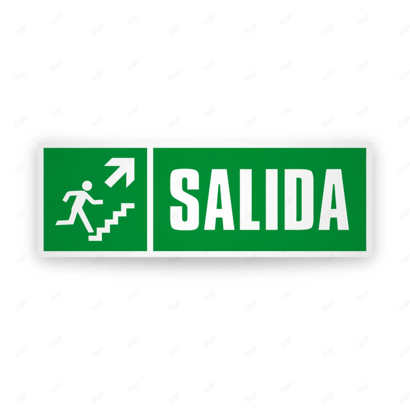 Rótulo de Ruta de Evacuación - Salida de emergencia flecha arriba lado derecho|Cod. EV-63 Señales de Emergencia
