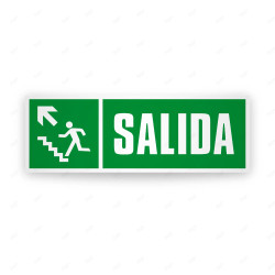 Rótulo de Ruta de Evacuación - Salida de emergencia flecha arriba lado izquierdo|Cod. EV-232 Señales de Emergencia