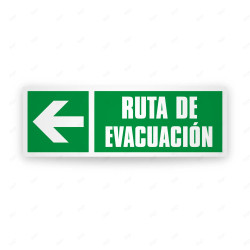 Rótulo de Ruta de Evacuación - Ruta de Evacuación flecha Izquierda|Cod.  EV-238  Señales de Emergencia