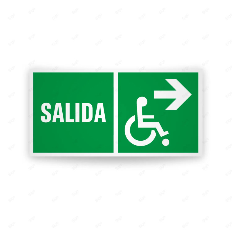 Rótulo de Ruta de Evacuación - Salida Derecha Personas Discapacitadas|Cod. EV-265