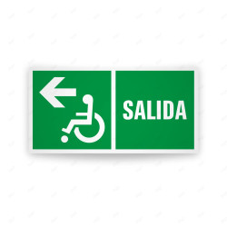 Rótulo de Ruta de Evacuación - Salida Personas Discapacitadas flecha lado izquierdo|Cod. EV-71 Señales de Emergencia