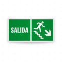 Rótulo de Ruta de Evacuación - Salida de emergencia Descenso por Escalera lado Derecho |Cod. EV-261 Señales de Emergencia