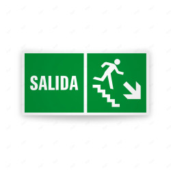 Rótulo de Ruta de Evacuación - Salida de emergencia Descenso por Escalera lado Derecho |Cod. EV-261 Señales de Emergencia
