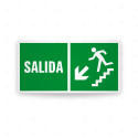 Rótulo de Ruta de Evacuación - Salida de emergencia Descenso por Escalera | Cod. EV-260