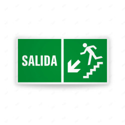 Rótulo de Ruta de Evacuación - Salida de emergencia Descenso por Escalera | Cod. EV-260