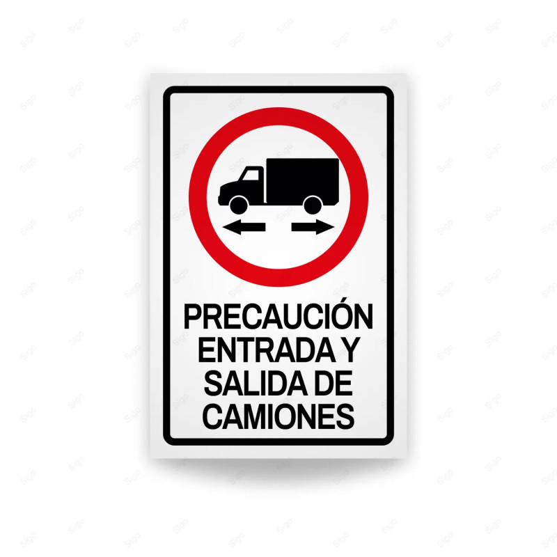 Rótulo Vial Reglamentario - Precaución Entrada y Salida de Camiones | Cod. SR-95