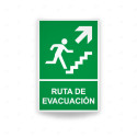 Rótulo de Ruta de Evacuación - Ruta de Evacuación flecha para arriba lado derecho|Cod.EV-013