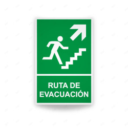 Rótulo de Ruta de Evacuación - Ruta de Evacuación flecha para arriba lado derecho|Cod.EV-013