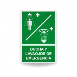 ‣ Rótulo de Ruta de Evacuación - Ducha y Lavaojos de Emerge...  | SIGO
