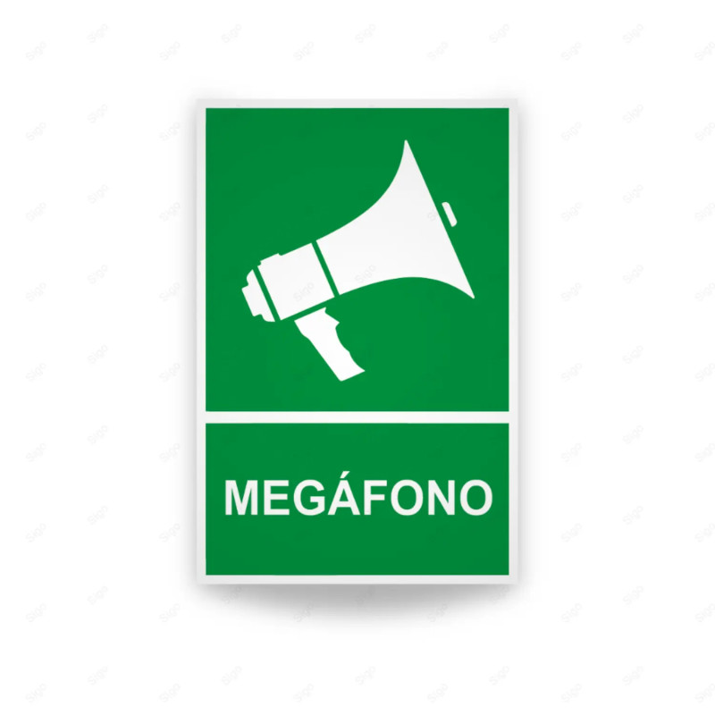 Rótulo de Ruta de Evacuación - Megáfono | Cod. EV-062