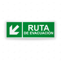 Rótulo de Ruta de Evacuación - Ruta de Evacuación flecha Abajo a la Izquierda |Cod. EV-214