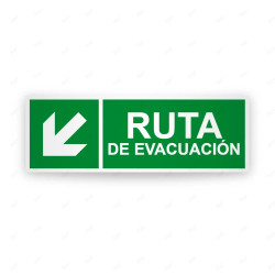 Rótulo de Ruta de Evacuación - Ruta de Evacuación flecha Abajo a la Izquierda |Cod. EV-214