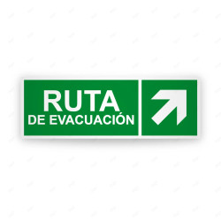 Rótulo de Ruta de Evacuación - Ruta de Evacuación flecha Arriba a la Derecha |Cod. EV-217