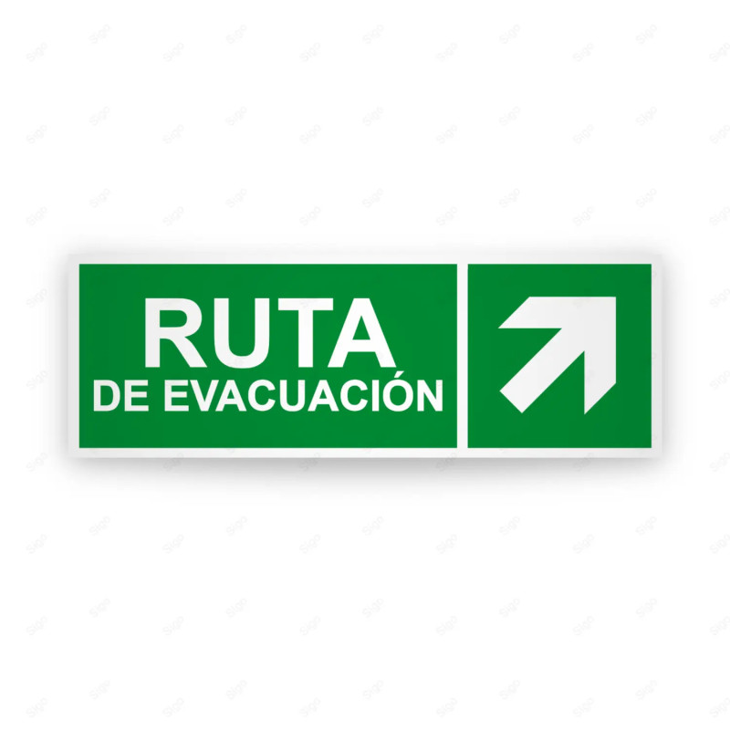 Rótulo de Ruta de Evacuación - Ruta de Evacuación flecha Arriba a la Derecha |Cod. EV-217