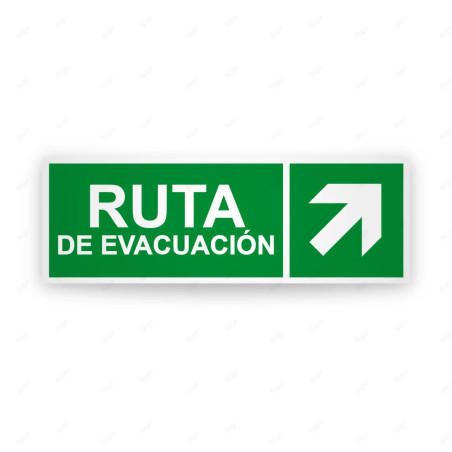 Rótulo de Ruta de Evacuación - Ruta de Evacuación flecha Arriba a la Derecha |Cod. EV-217