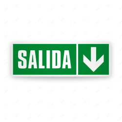 Rótulo de Ruta de Evacuación - Salida flecha para Abajo|Cod. EV-222 Señales de Emergencia